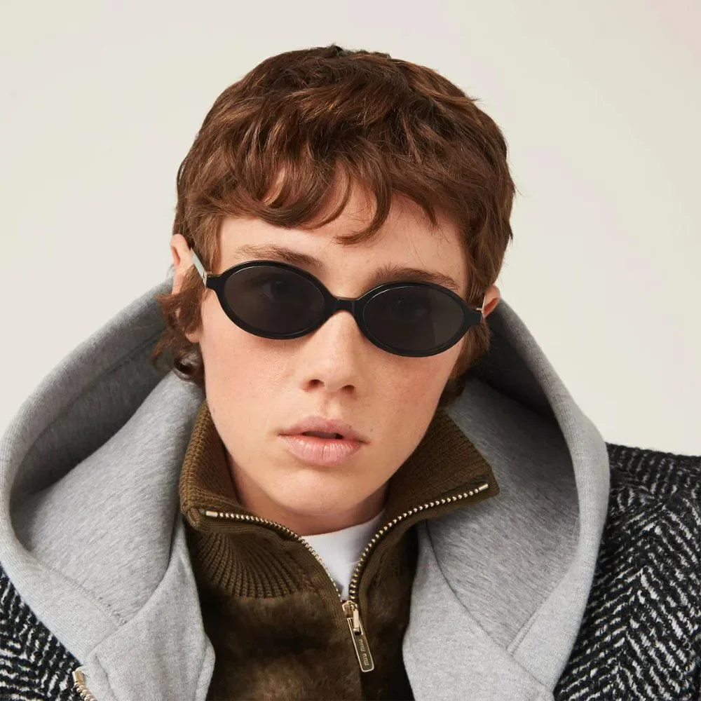 NEW Miu Miu MU04ZS 1AB5S0 Black Dark Grey Unisex Sunglasses MU 04ZS